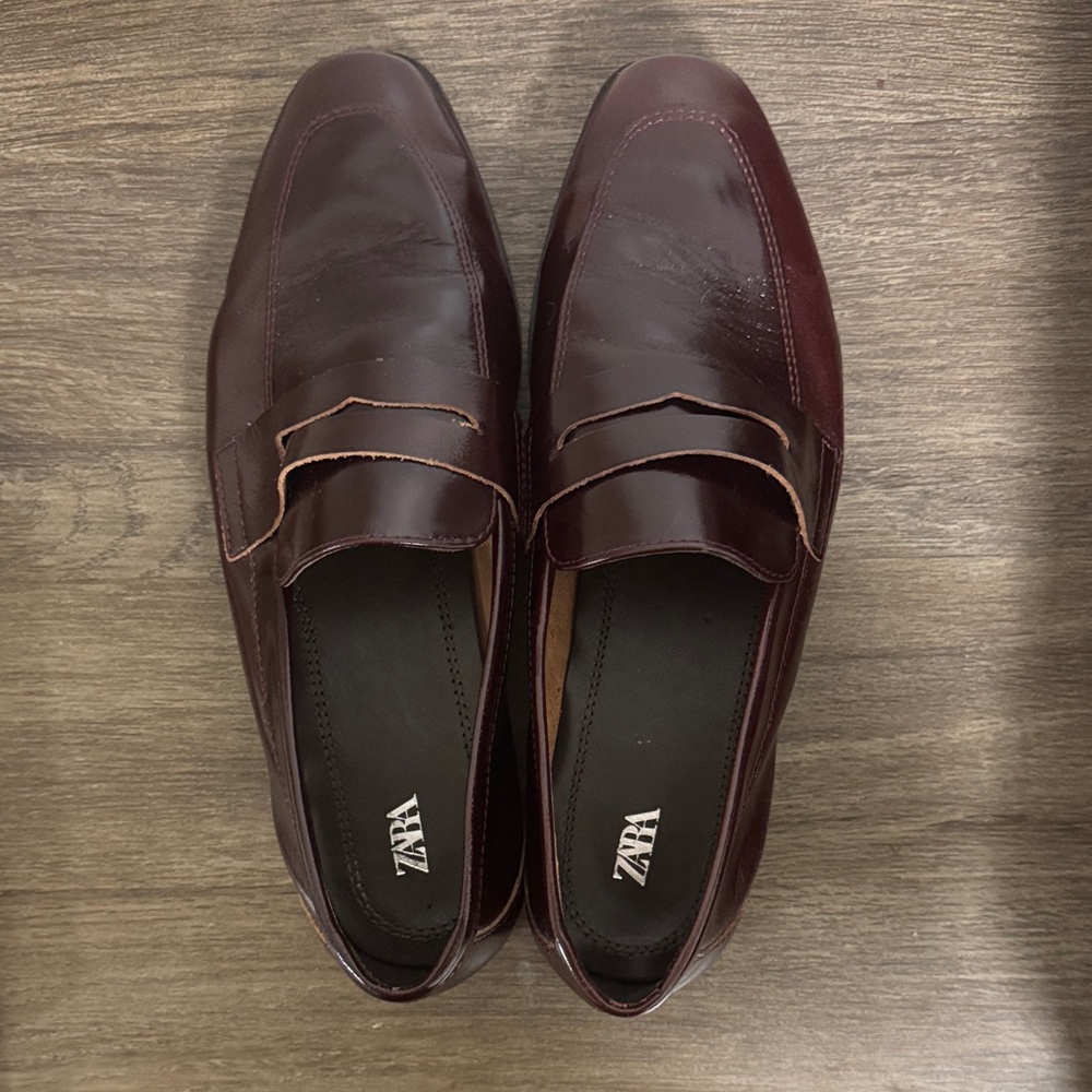 Zara burgundy penny loafers size 36